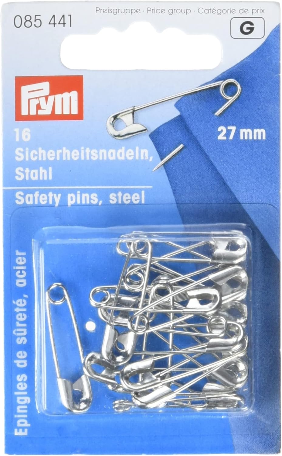 Prym Safety Pins with Coil No. 0, Silver, 27 mm - 085441