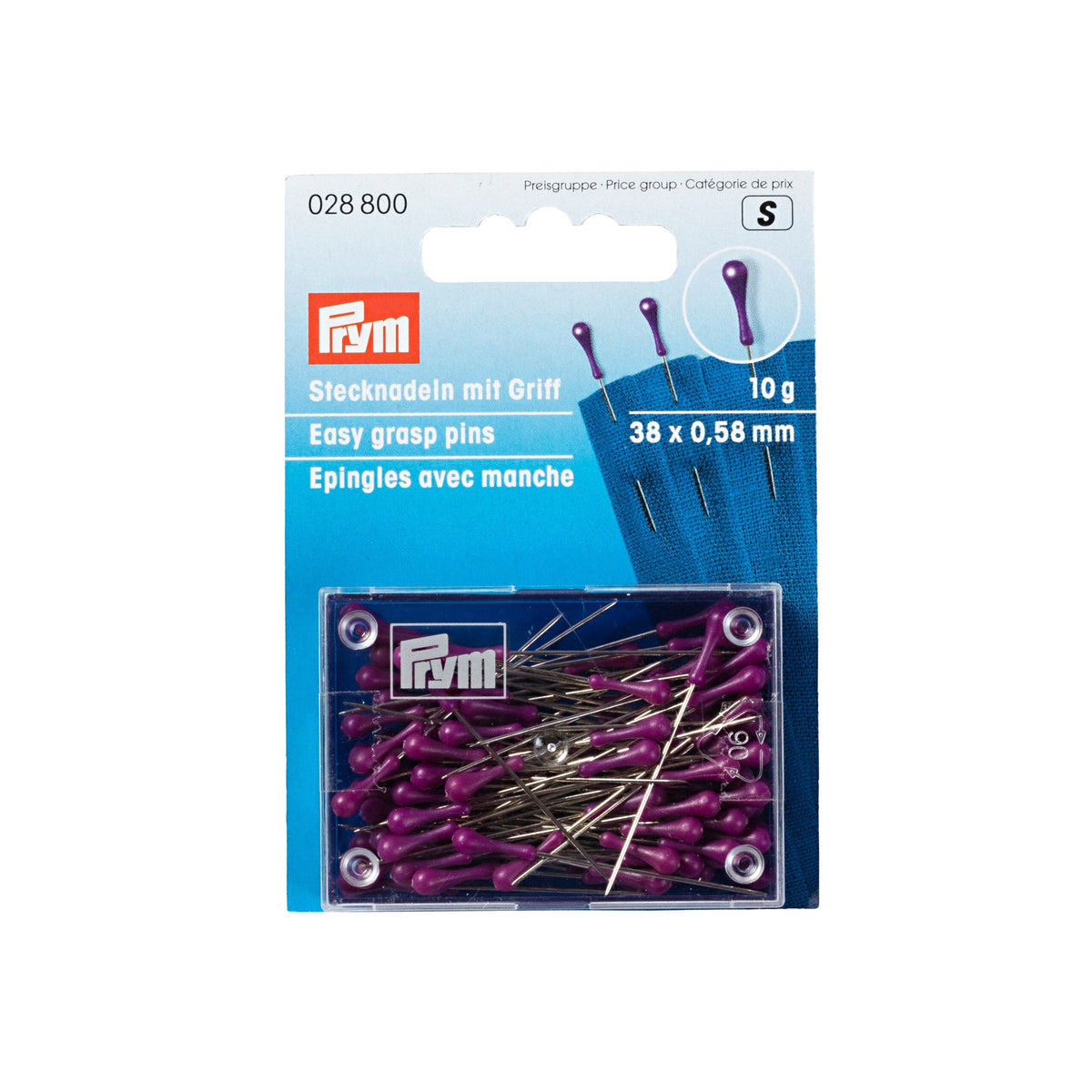 Prym Easy Grasp Pins 38x0.58mm Si-Col Vio 10g - 028800