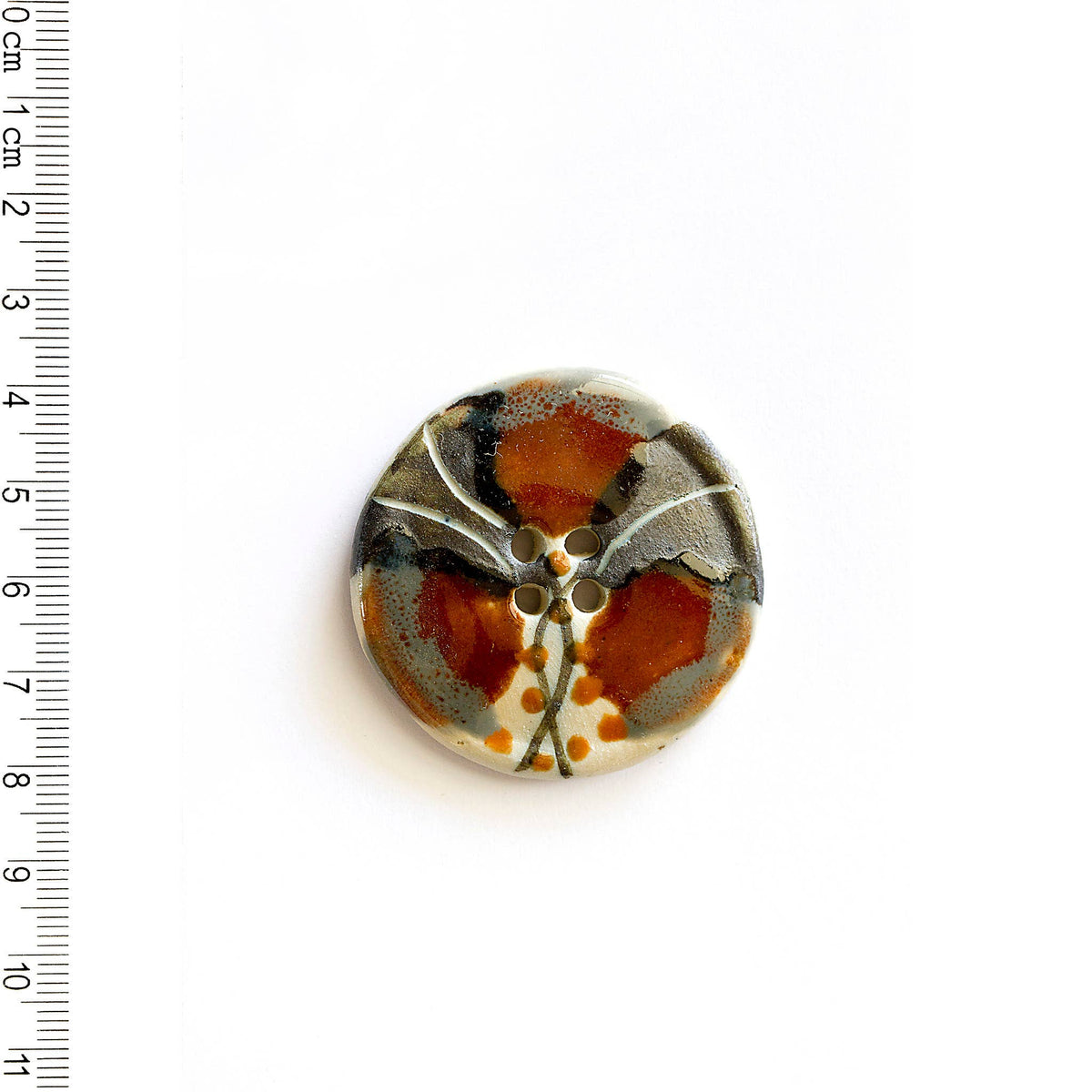 Handmade Sewing Buttons - Large Brown Floral