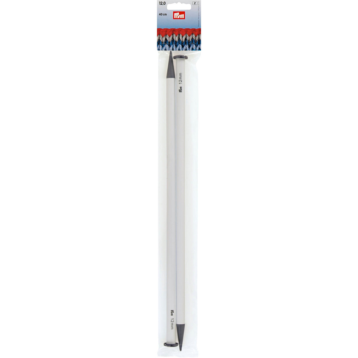 Prym Single-Pointed Knitting Pins 40cm 12mm Grey Plastic - 218233