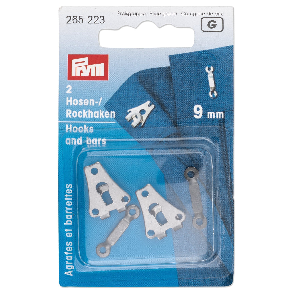 Prym Trouser & Skirt Hooks/Bars 9mm Black for Secure Fastening - 265223