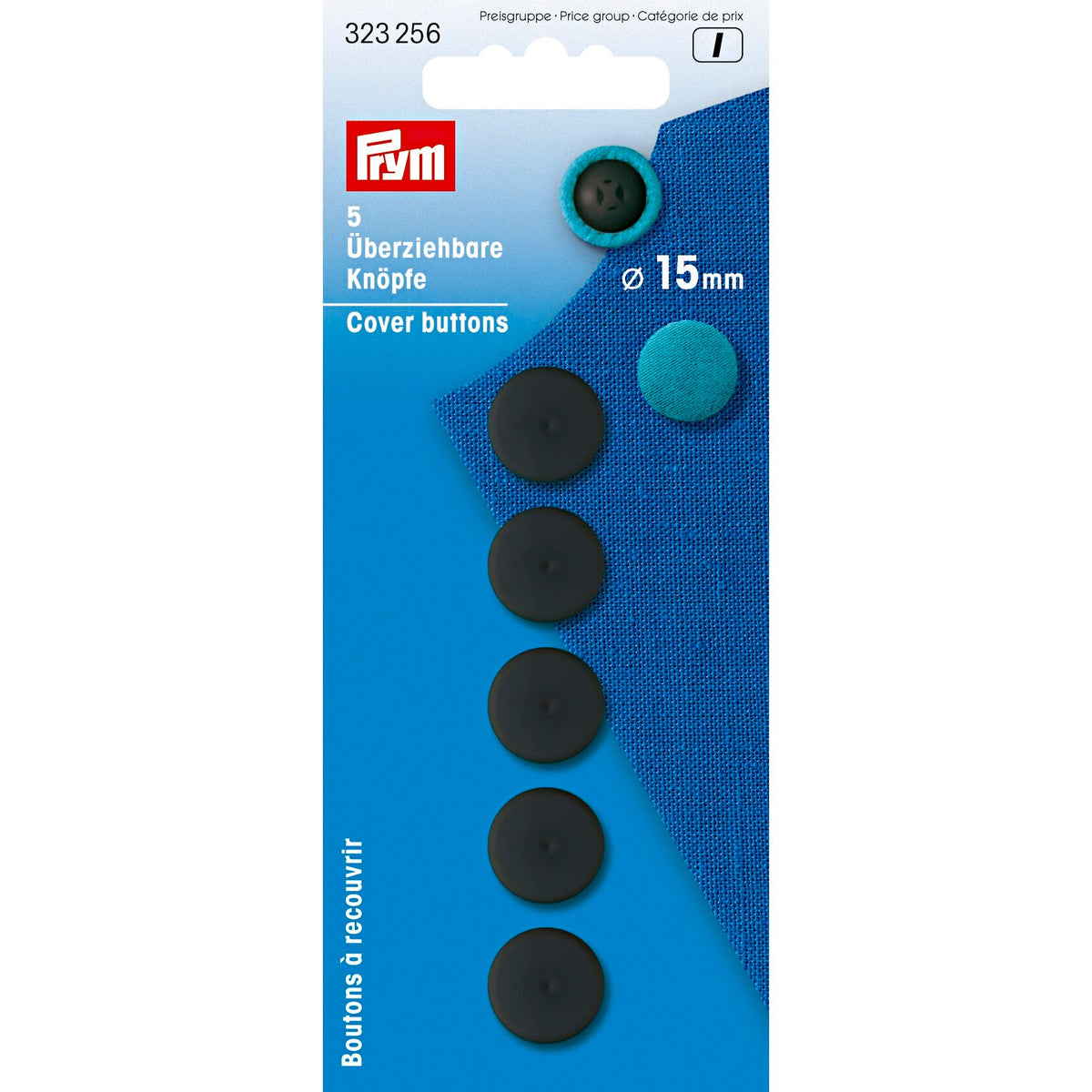 Prym Black Plastic Cover Buttons 15mm - 323256