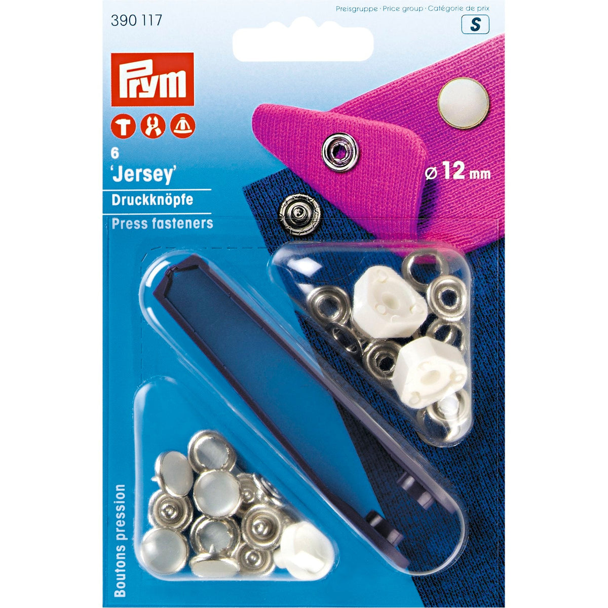 Prym Non-Sew Press Fasteners: JERSEY Brass Pearl Cap 12mm - 390117