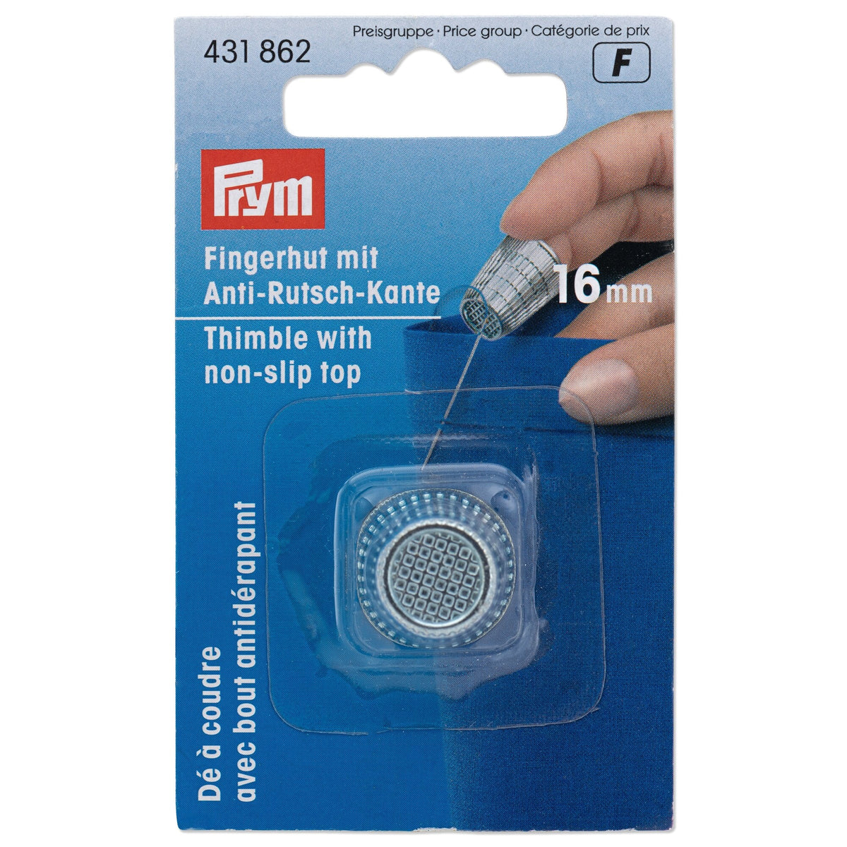Prym Thimble: Zinc Die-Cast 16mm in Silver Colour - 431862