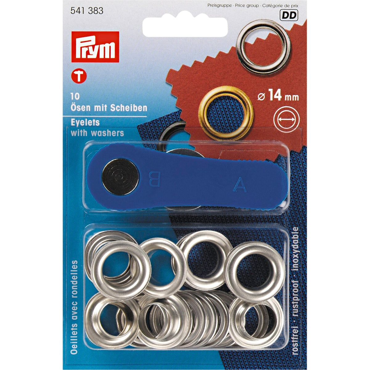 Prym Eyelets & Washers 14mm Brass Silver-Coloured - 541383