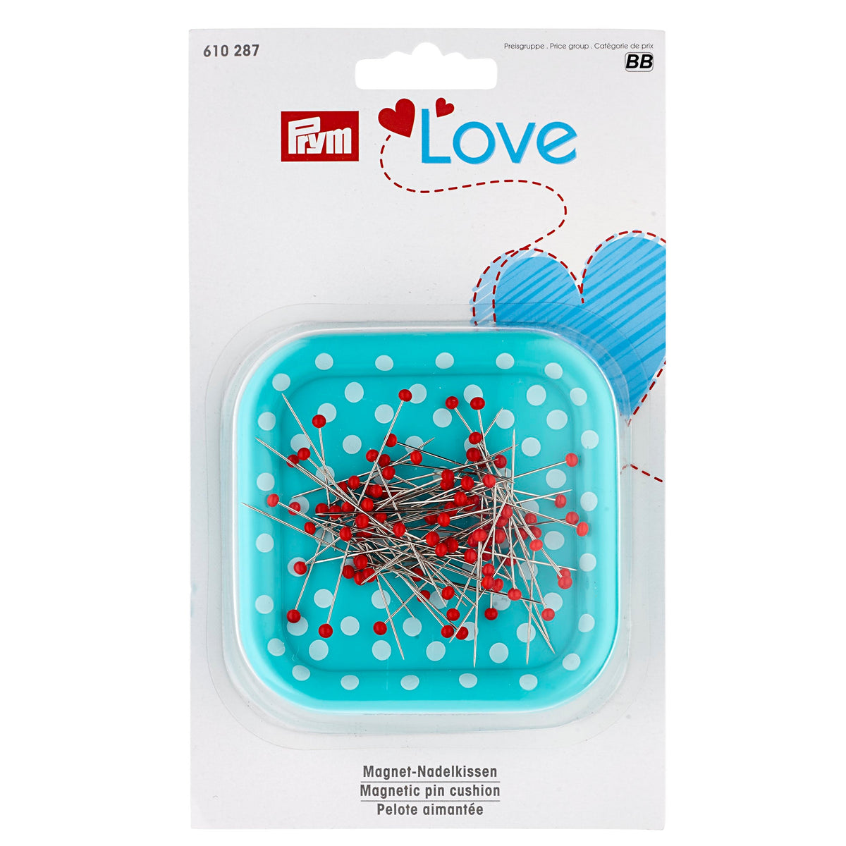 Prym Love Magnetic Cushion with Glasshead Pins in Mint Shade - 610287