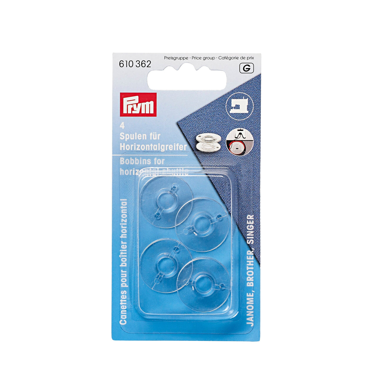 Prym Bobbins for Horizontal Shuttle Plastic 20.5 mm - 610362