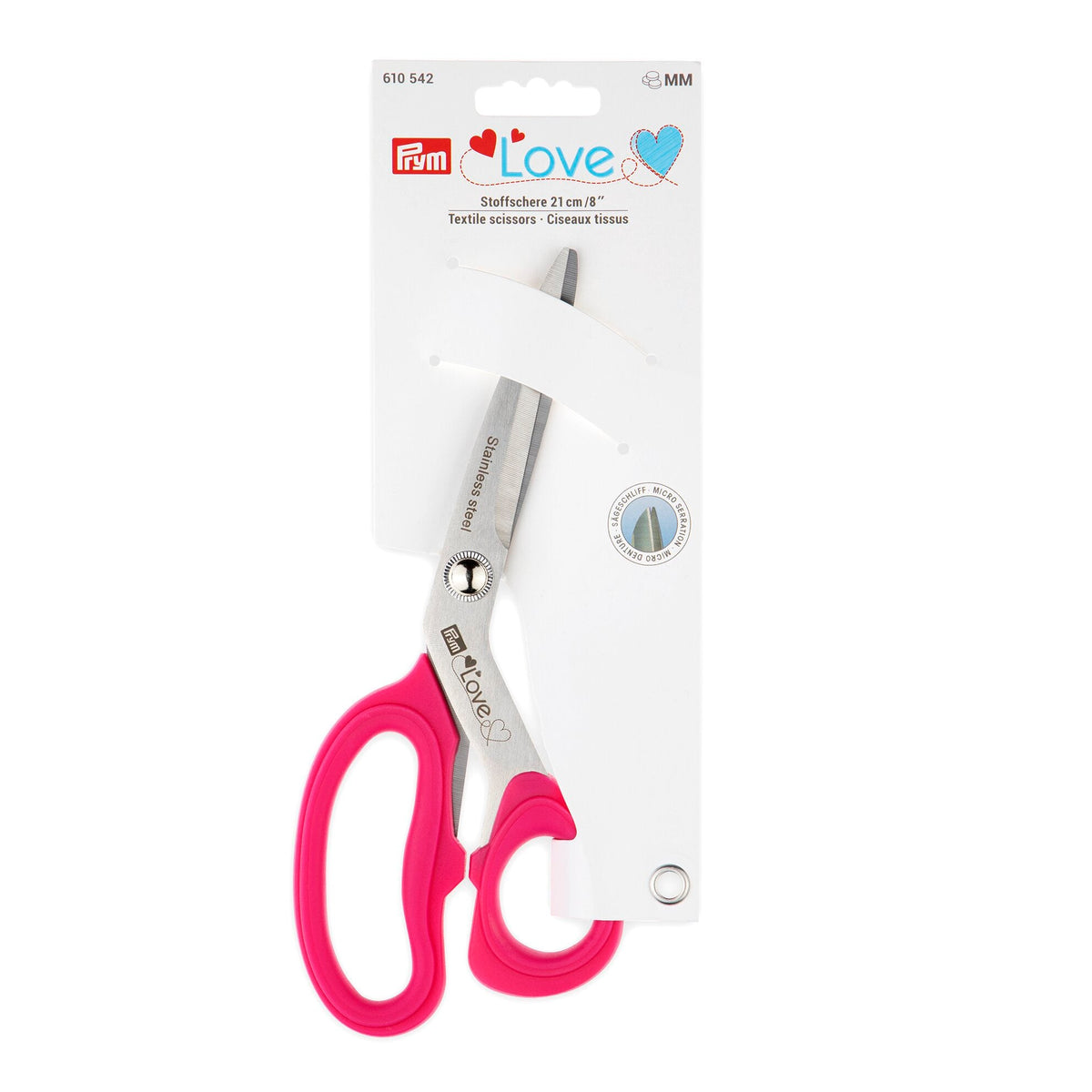 Prym Textile Scissors Micro Serrated 8'' Pink - 610542