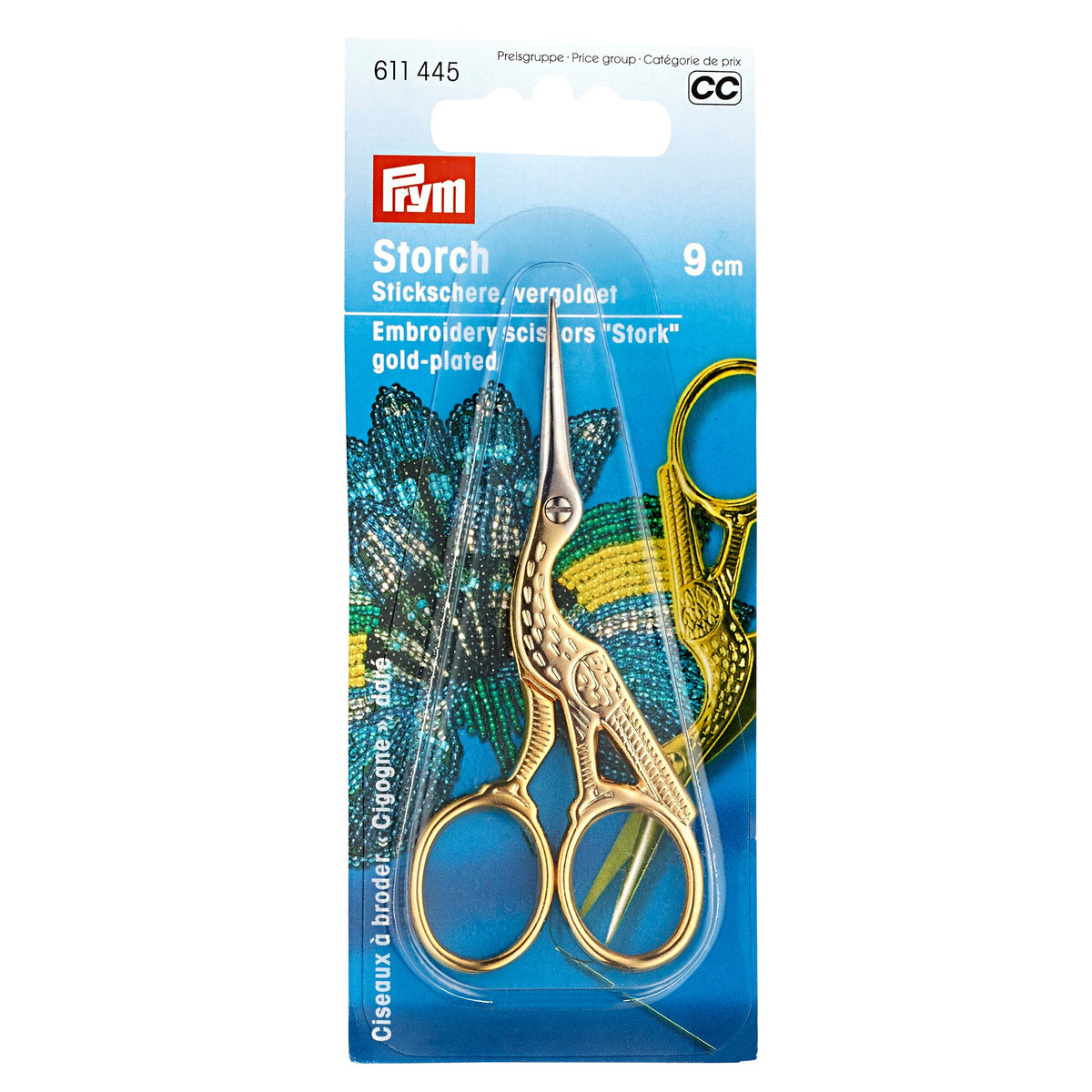 Prym Embroidery Scissors Stork 9cm Gold - 611445