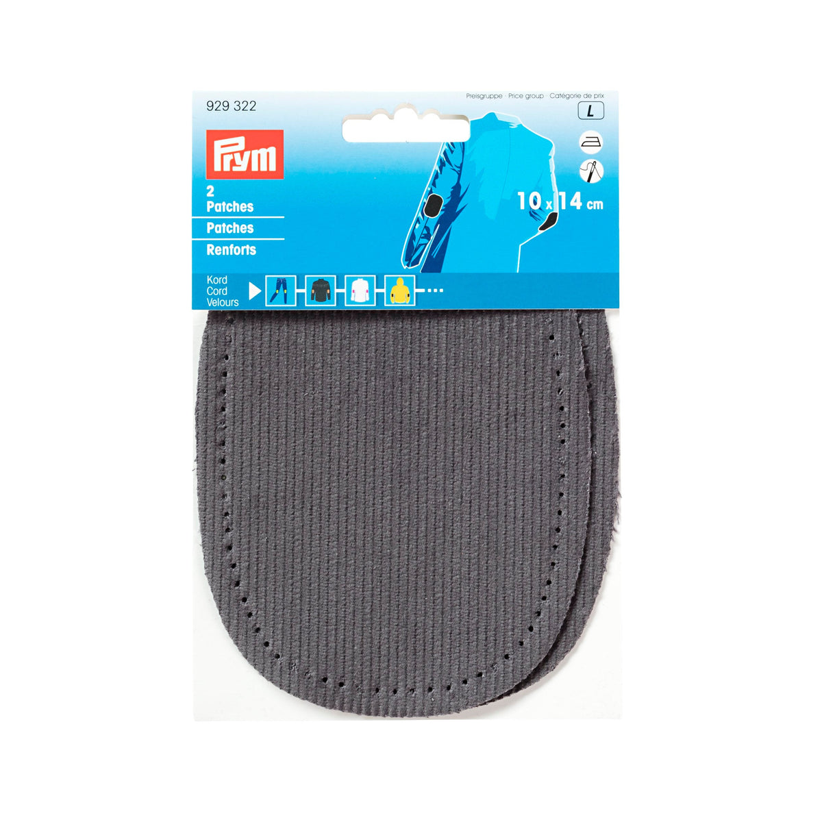 Prym Patches Cord for Ironing 10x14 cm Grey - Quality Repair - 929322