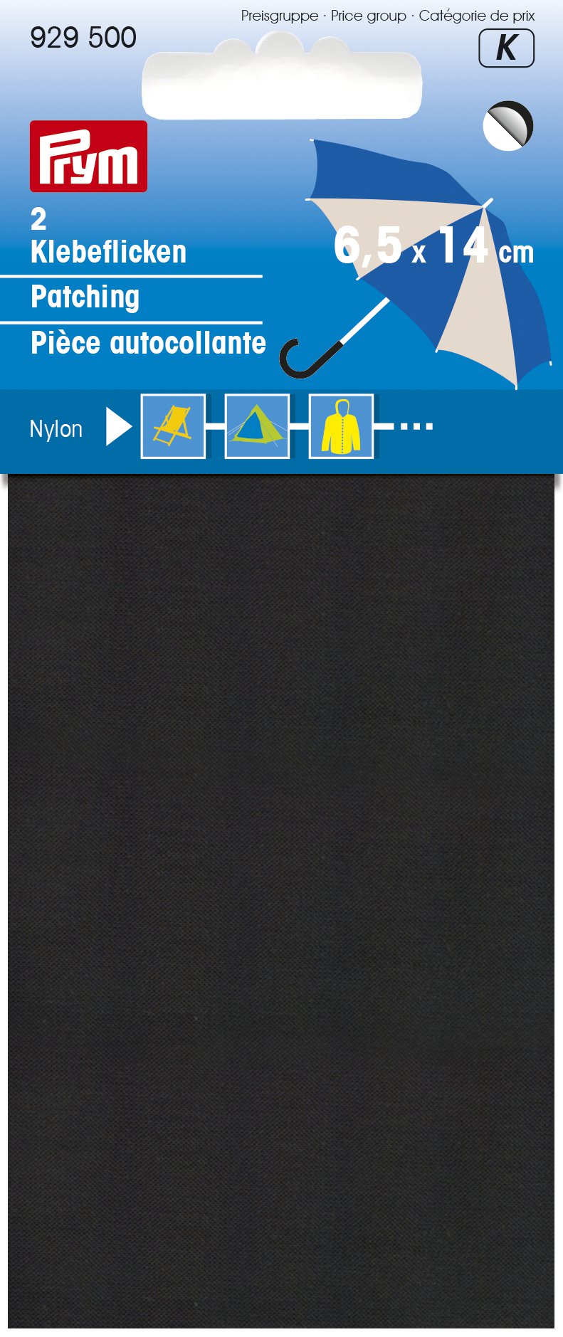 Prym Nylon Adhesive Patch 6.5x14cm Black for Easy Repairs - 929500