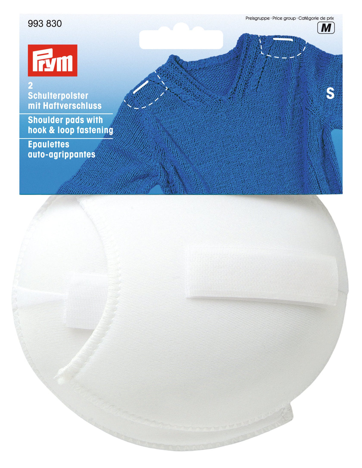 Prym Shoulder Pads Raglan with Hook & Loop Fastening - White S - 993830