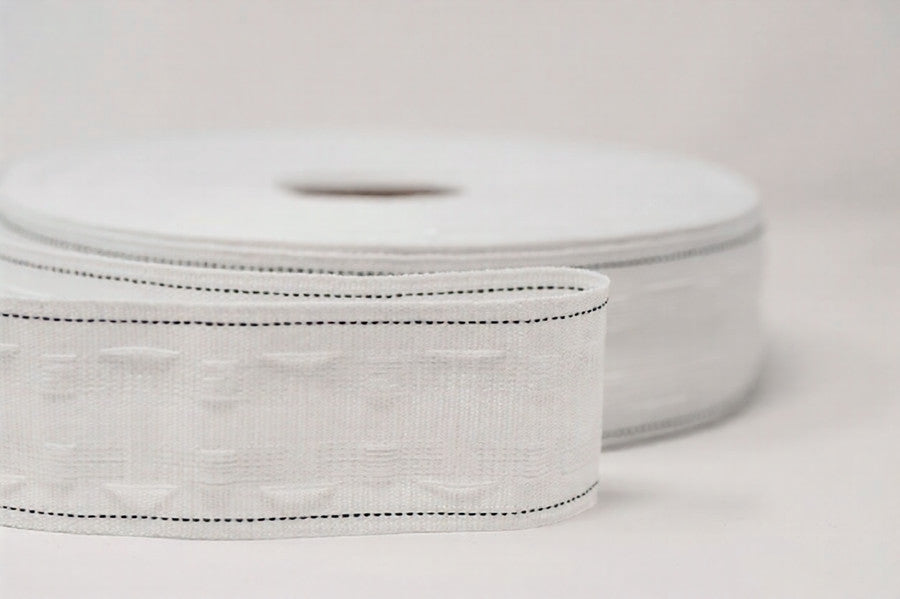 2 Inch Standard Curtain Tape Durable for Pleats, Headings & Drapery - White