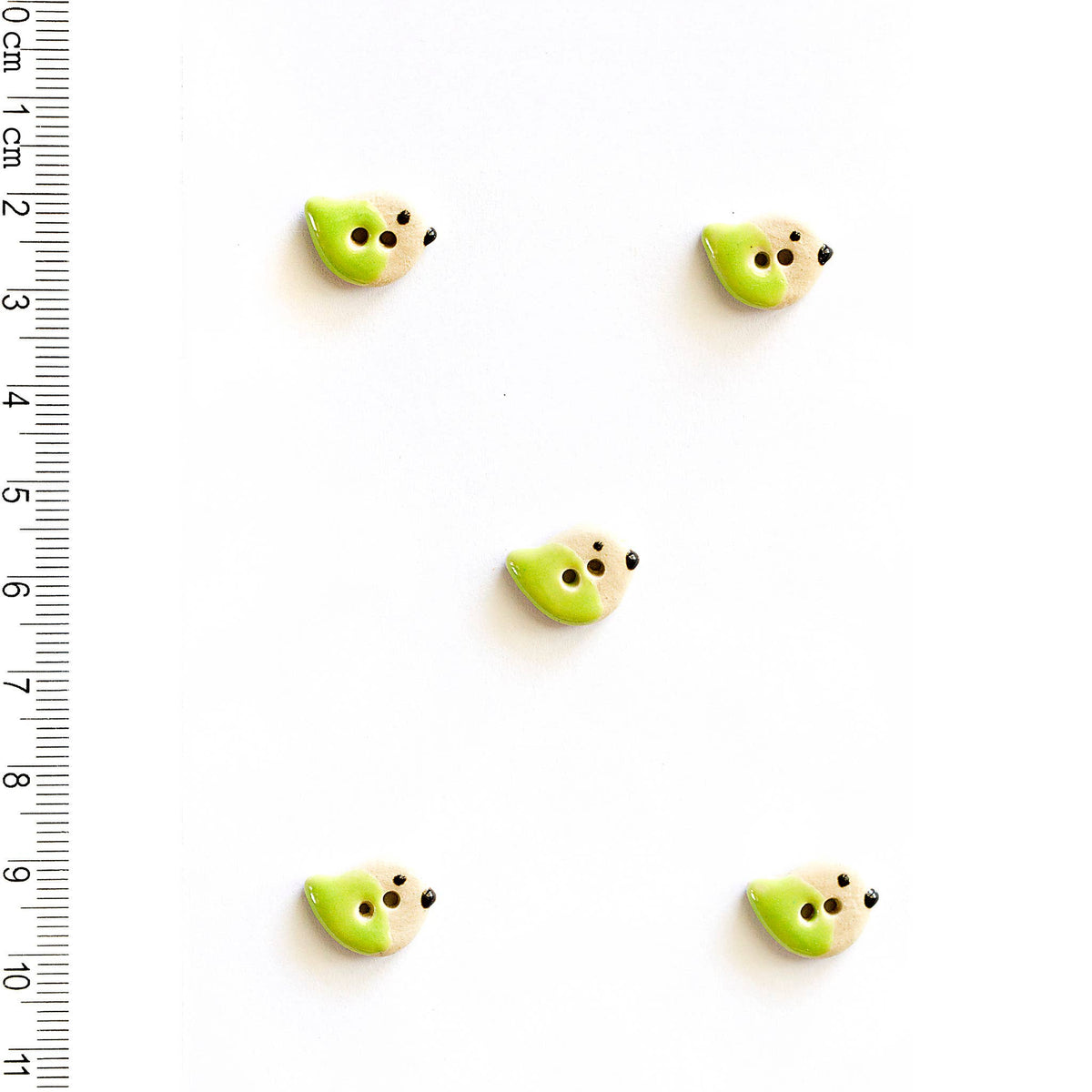 Handmade Sewing Buttons - Green Bird