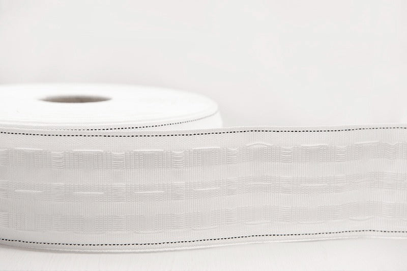 3 Inch Standard Curtain Tape Durable for Pleats, Headings & Drapery - White