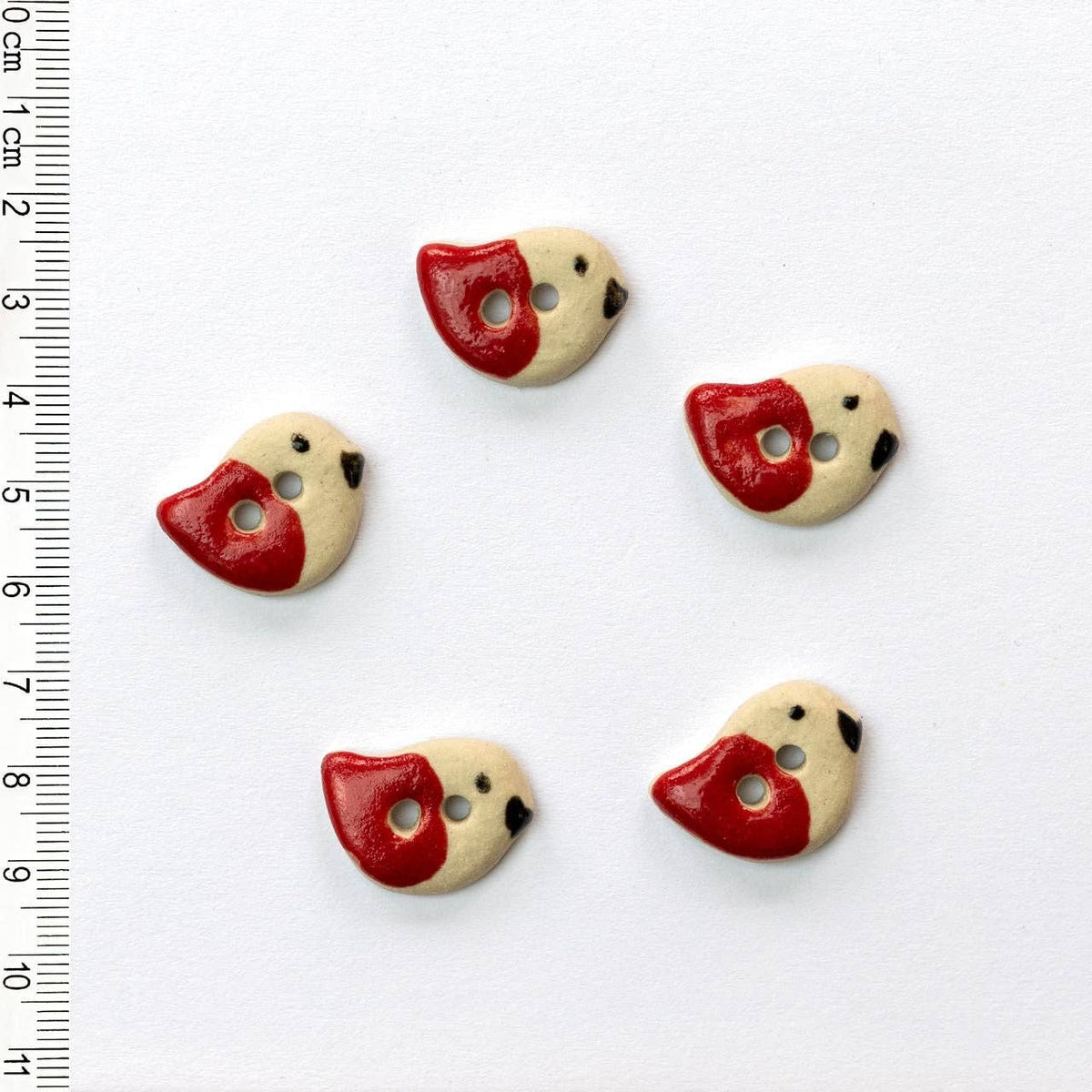 Handmade Sewing Buttons - Teeny Red Bird