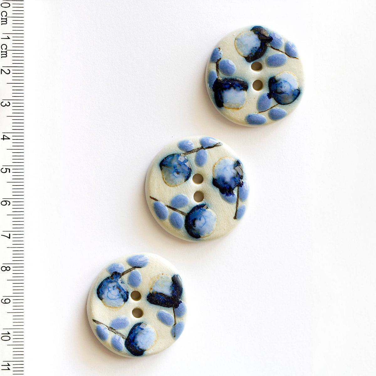 Handmade Sewing Buttons - Blue Floral