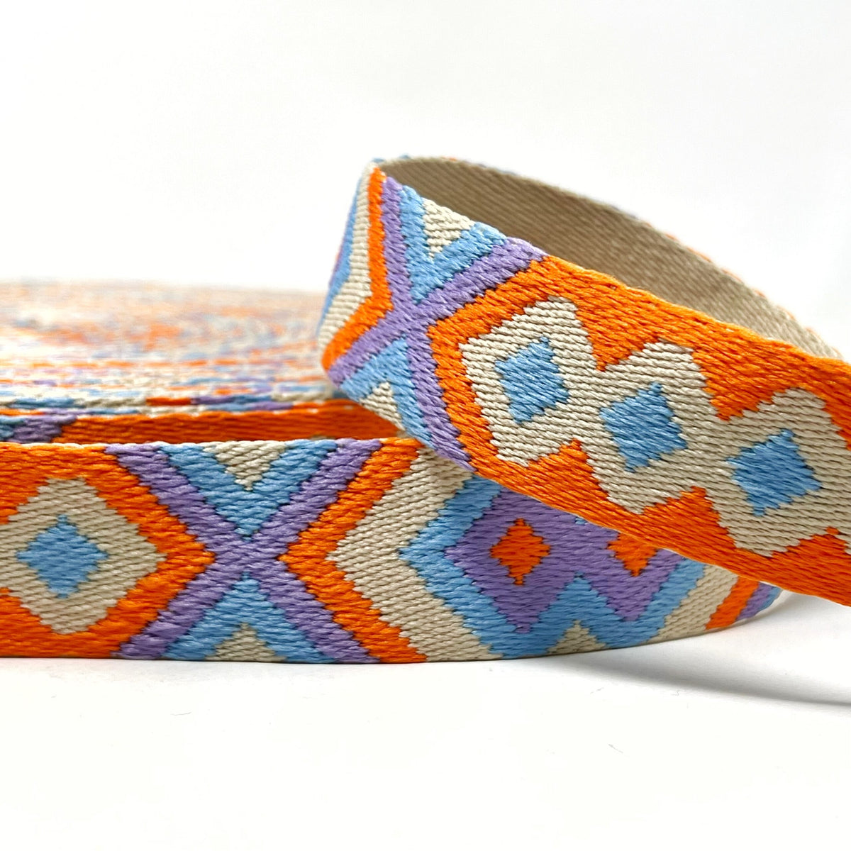 38mm Tribal Bag Making Webbing Strong Strap Material - Orange/Stone/Sky/Lilac