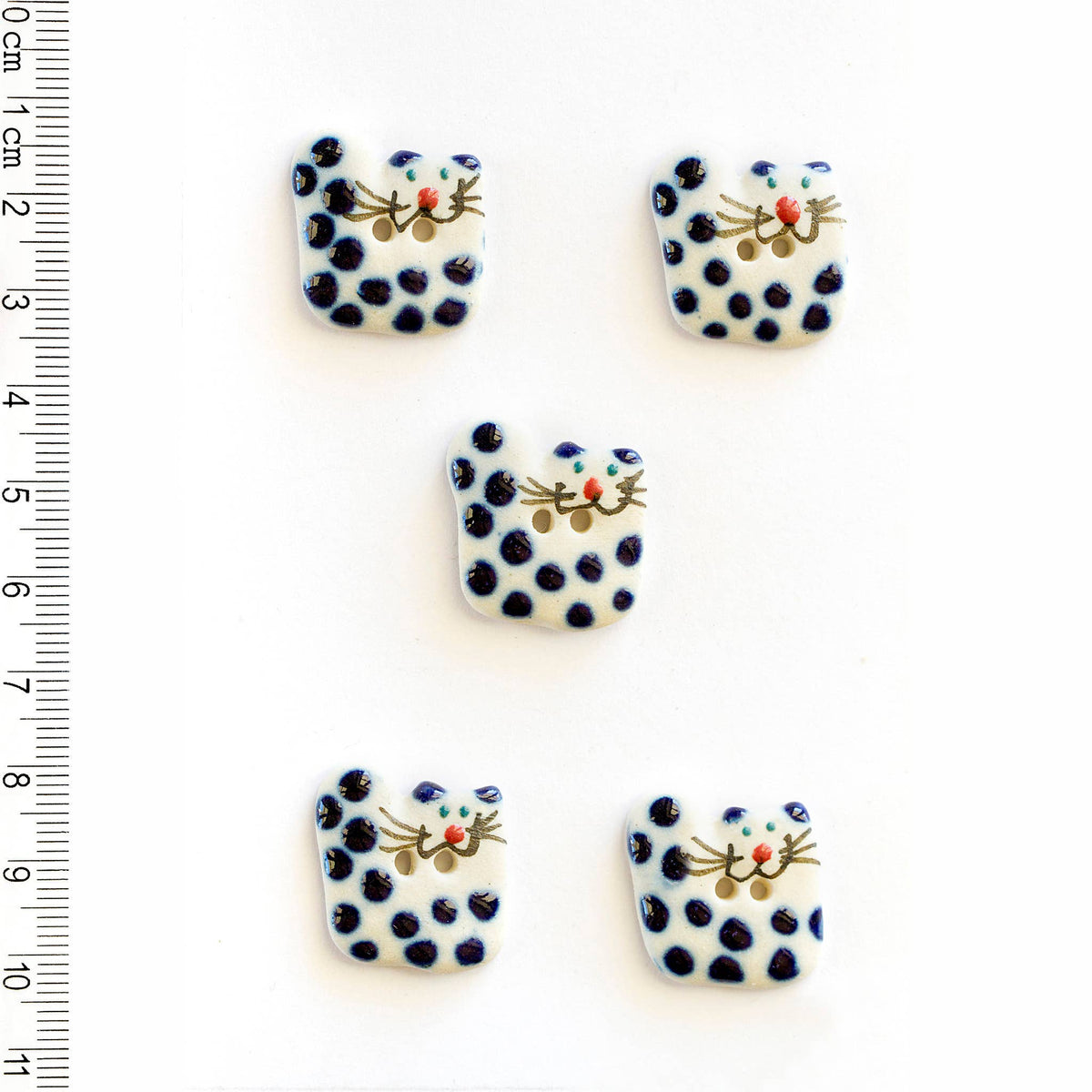 Handmade Sewing Buttons - Spotty Cats