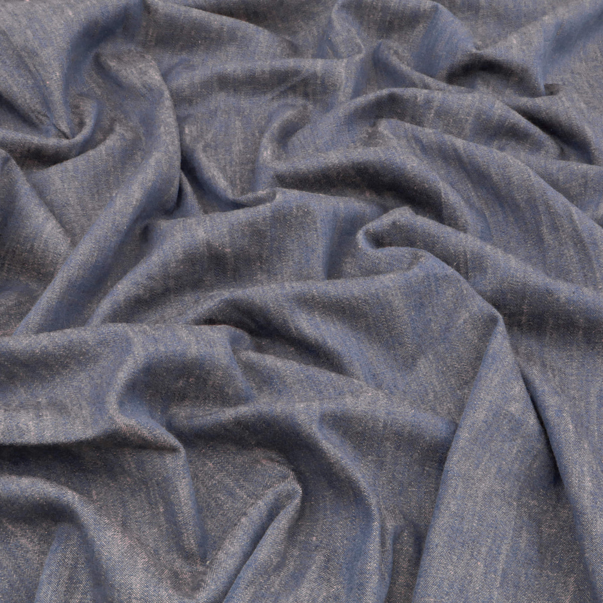 4.5oz Plain Cotton Chambray Lightweight Denim Dressmaking Fabric - Grey Blue