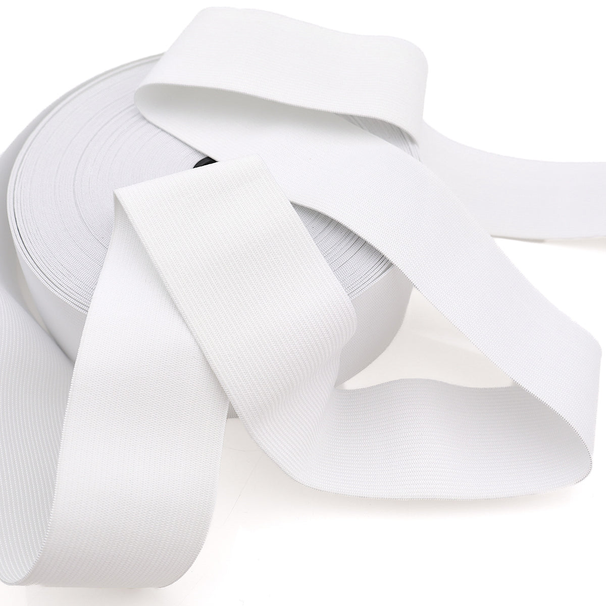 Knitted Flat Elastic Band for Sewing, Dressmaking, DIY Crafts | Multi-Widths - White 2 Inch 50mm