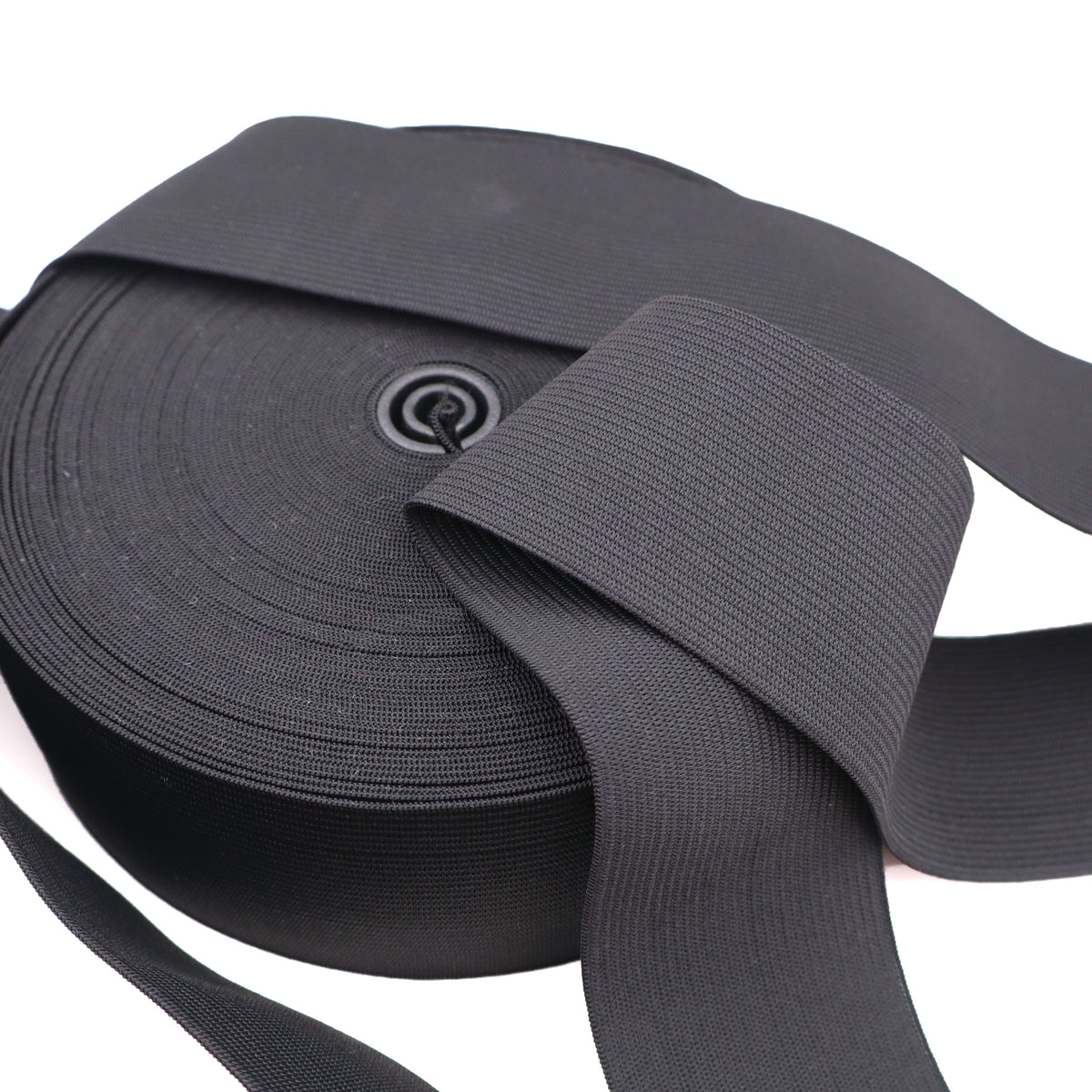 Knitted Flat Elastic Band for Sewing, Dressmaking, DIY Crafts | Multi-Widths - Black 2 Inch 50mm