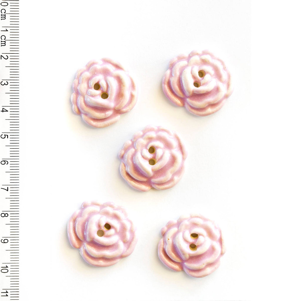 Handmade Sewing Buttons - Rose Pink Flowers