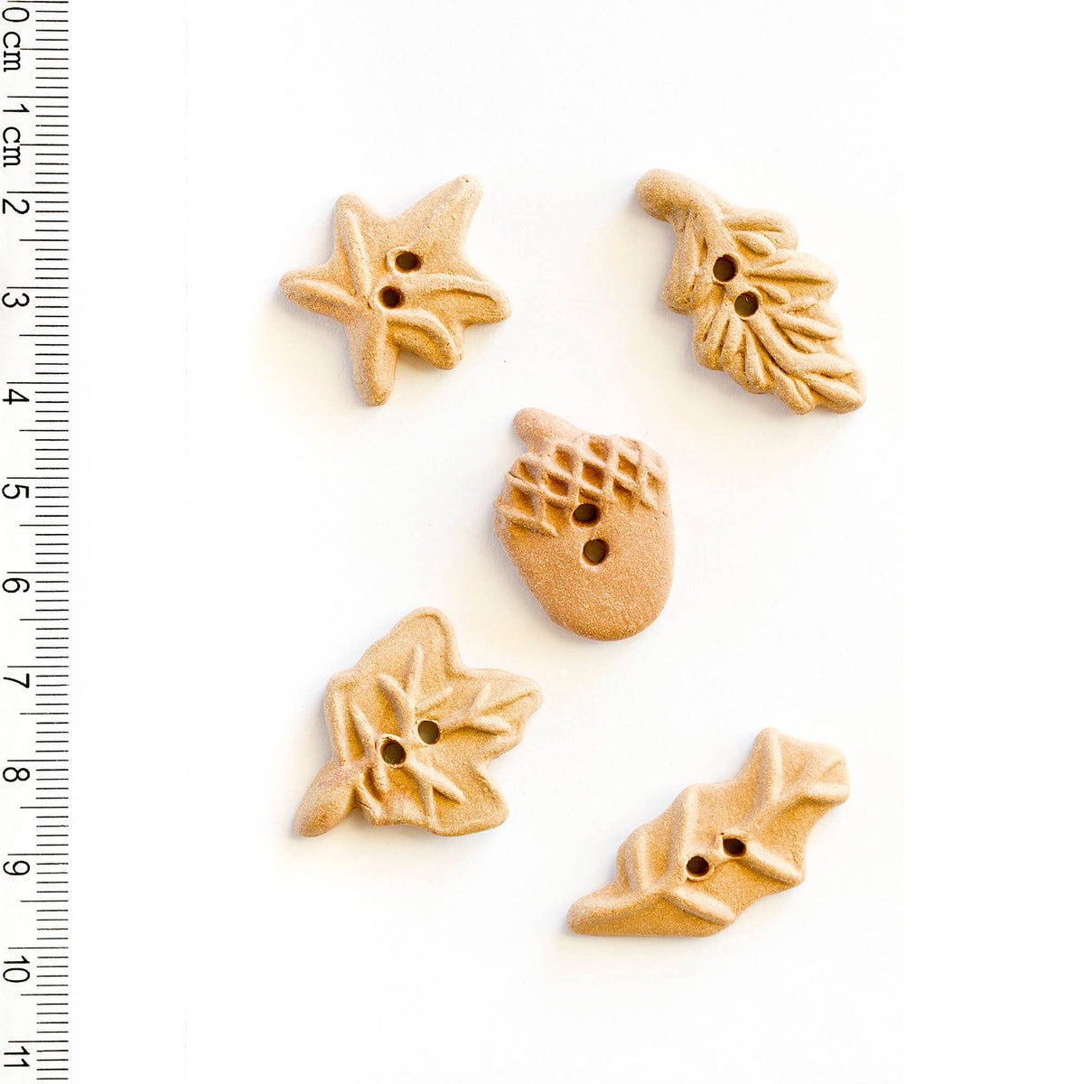Handmade Sewing Buttons - Terracota Leaves