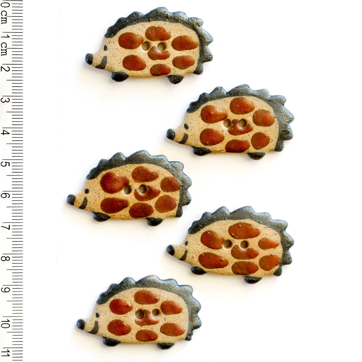 Handmade Sewing Buttons - Brown Hedgehog