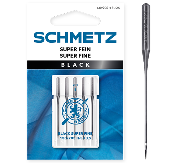 Schmetz Super Fine Black 60/8 Sewing Machine Needles - Pack of 5