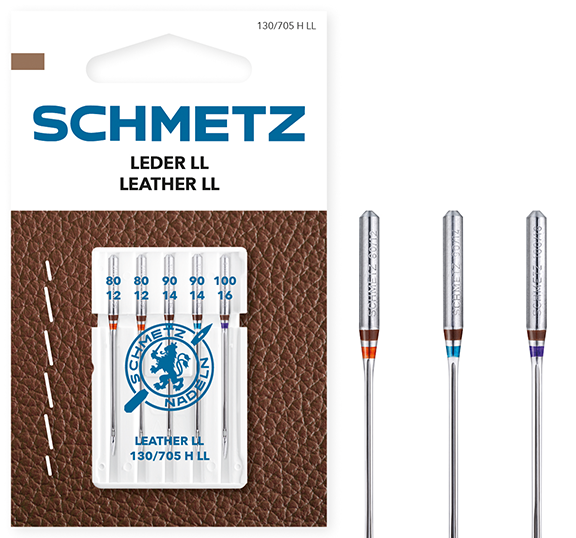 Schmetz Leather LL Sizes 80/90/100 Sewing Machine Needles - Pack of 5