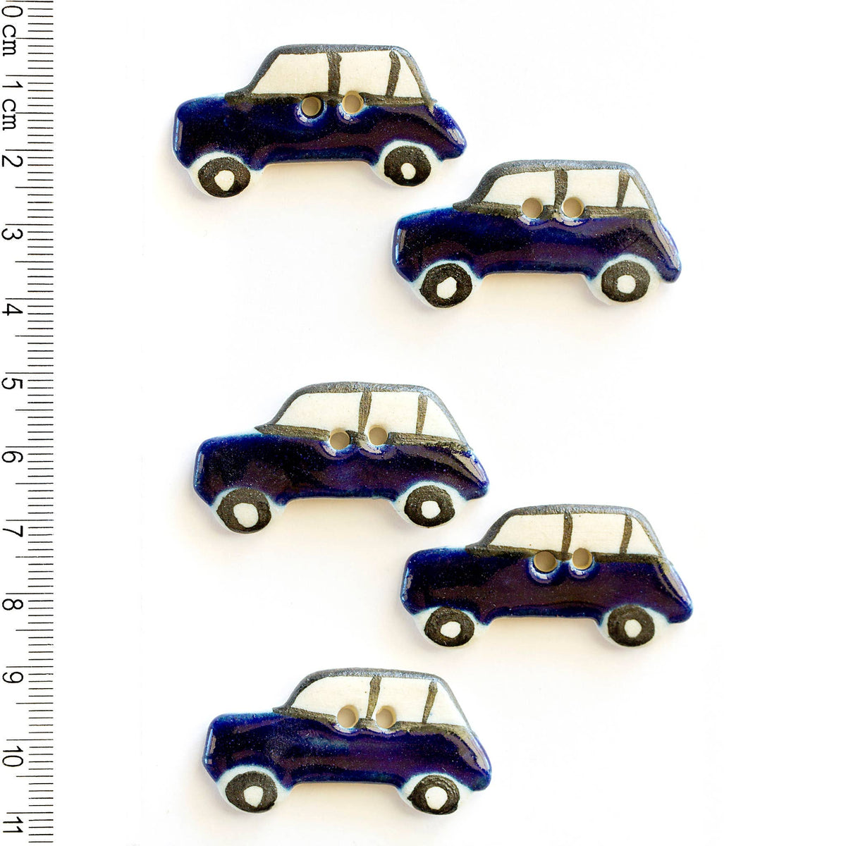 Handmade Sewing Buttons - Blue Cars
