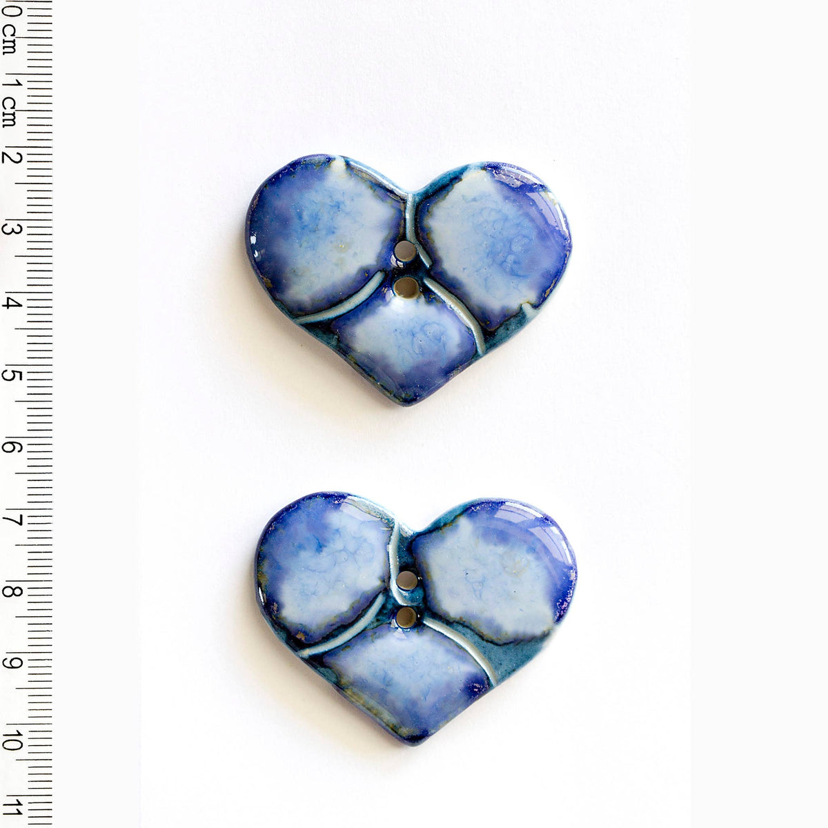 Handmade Sewing Buttons - Striking Blue Heart