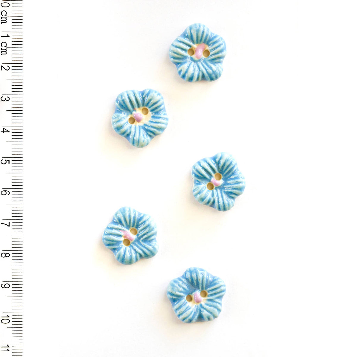 Handmade Sewing Buttons - Blue Flowers
