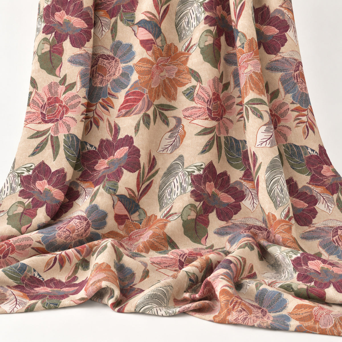 A Garden of Stiches Quilting Cotton Craft Fabric - Cream Floral