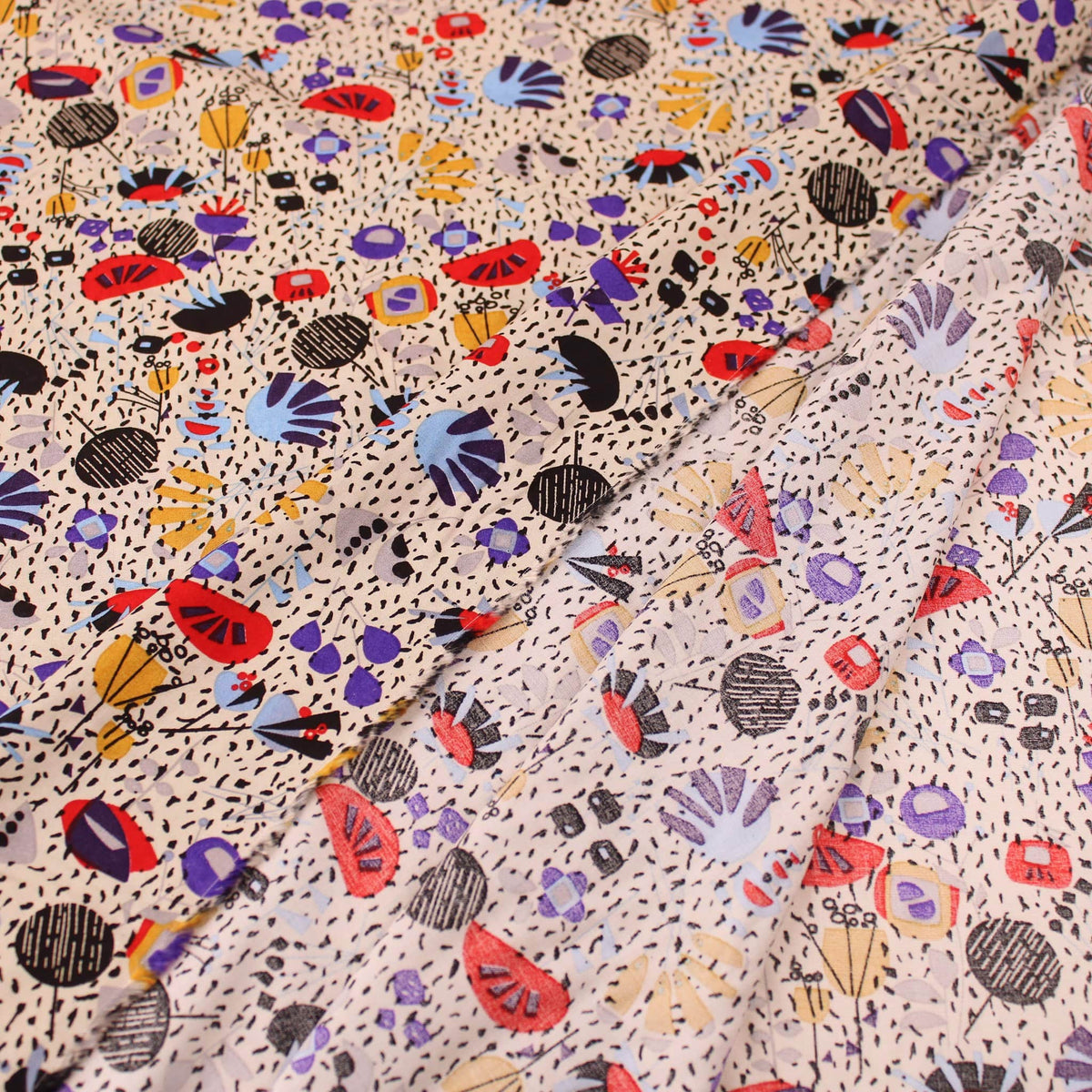 Kingfisher Eden Printed Cotton Lawn Dressmaking Fabric - Abstract Bits & Bobs
