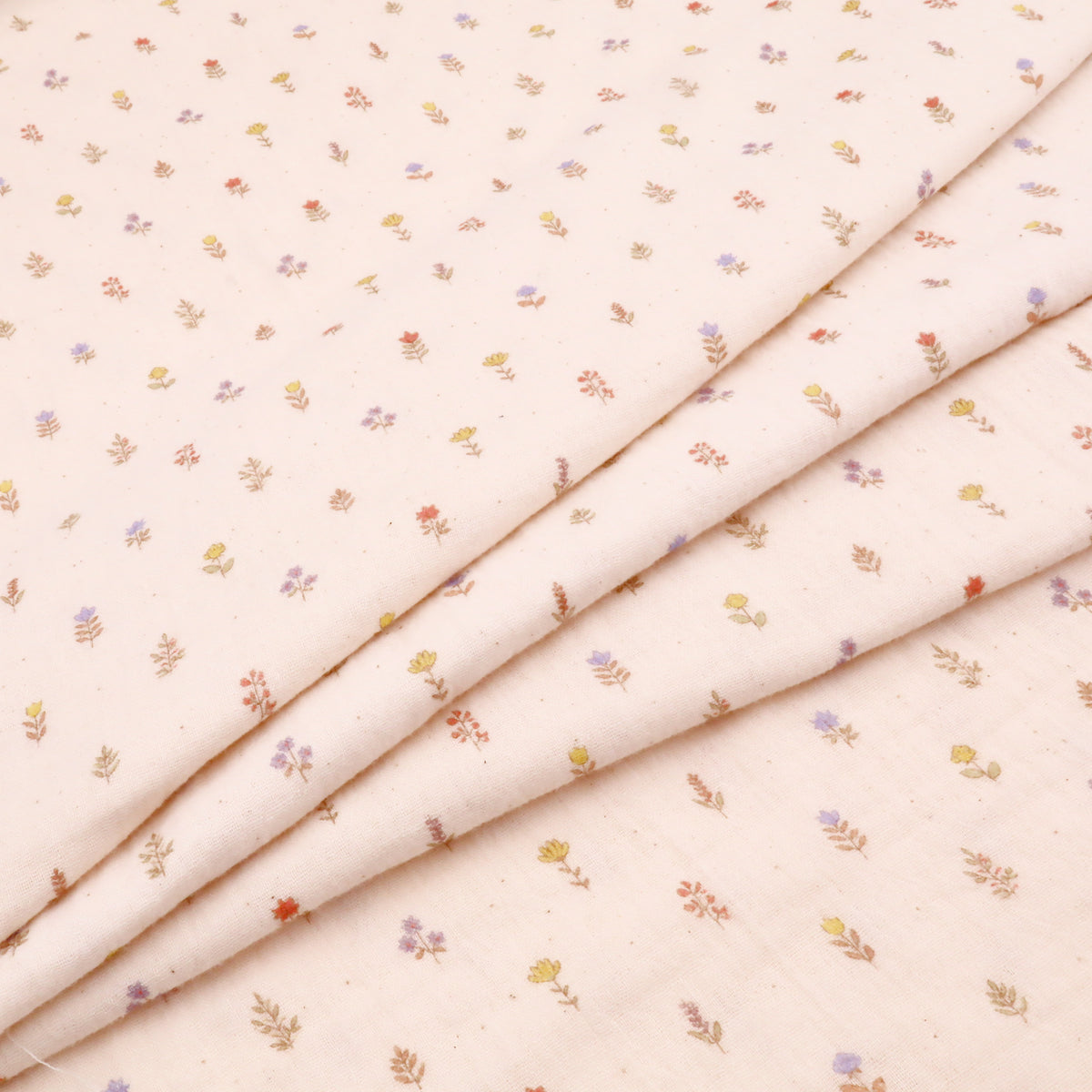 Adelle Printed 100% Cotton Double Gauze Muslin Dressmaking Fabric - Organic Natural Flowers
