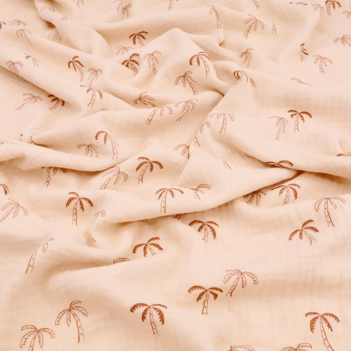 Adelle Printed 100% Cotton Double Gauze Muslin Dressmaking Fabric - Organic Natural Palm Trees