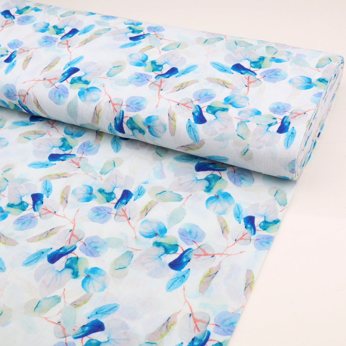 Adelle Printed 100% Cotton Double Gauze Muslin Dressmaking Fabric - Turquoise Leaves