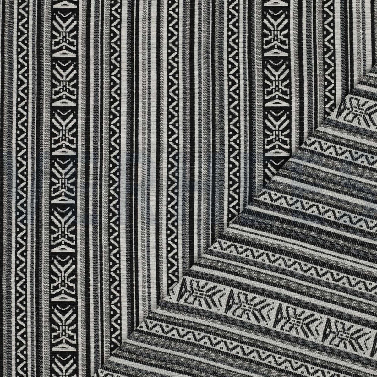 Gobelin Jacquard Thick Durable Tapestry Cushion Upholstery Jacketing Fabric - Aztec Monochrome