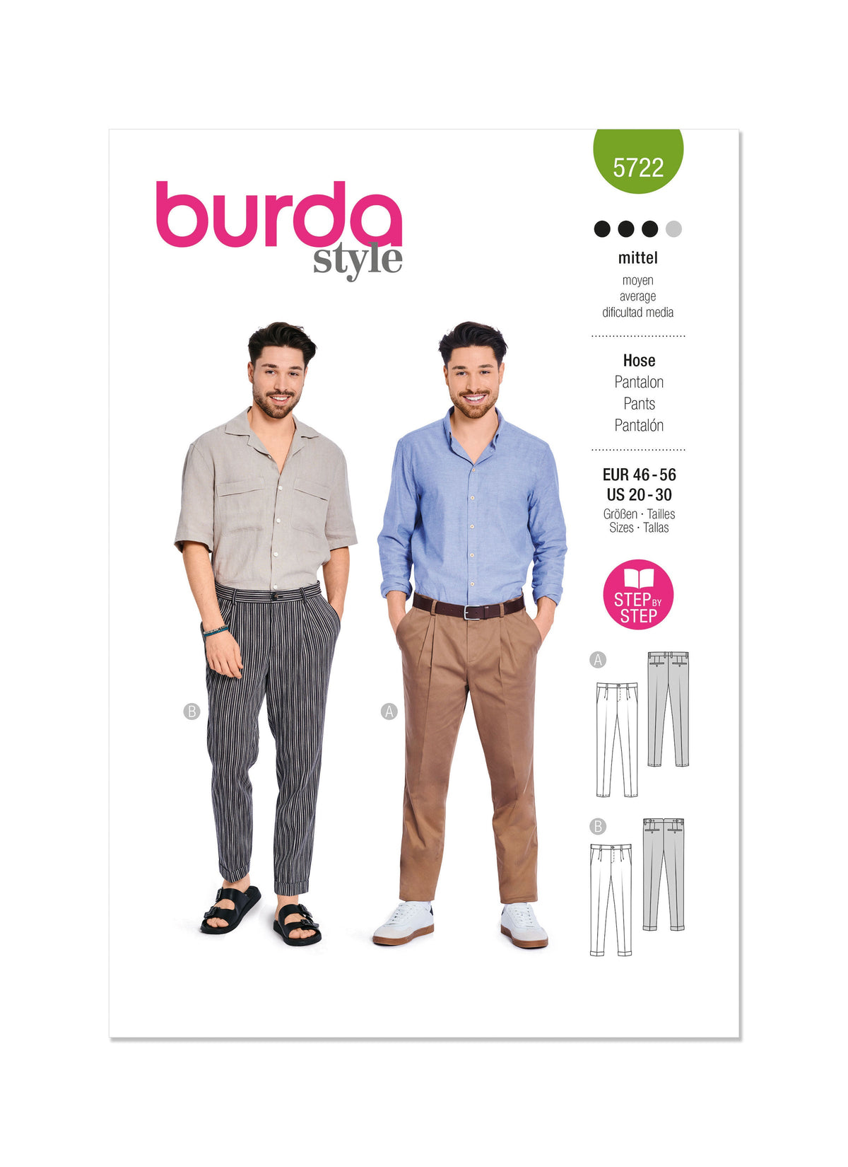 Burda Style Men's Trousers Sewing Pattern for Fashion Enthusiasts B5722
