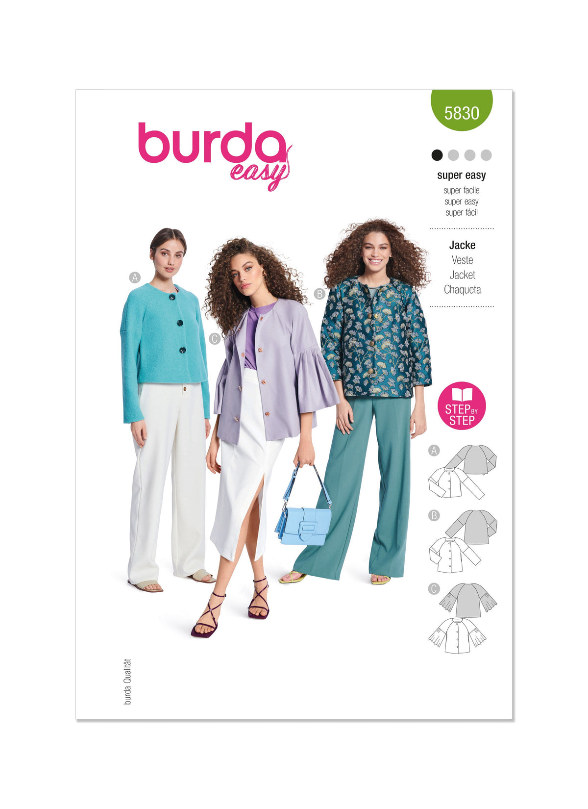 Burda Style Misses' Jacket Sewing Pattern for Fashionistas B5830