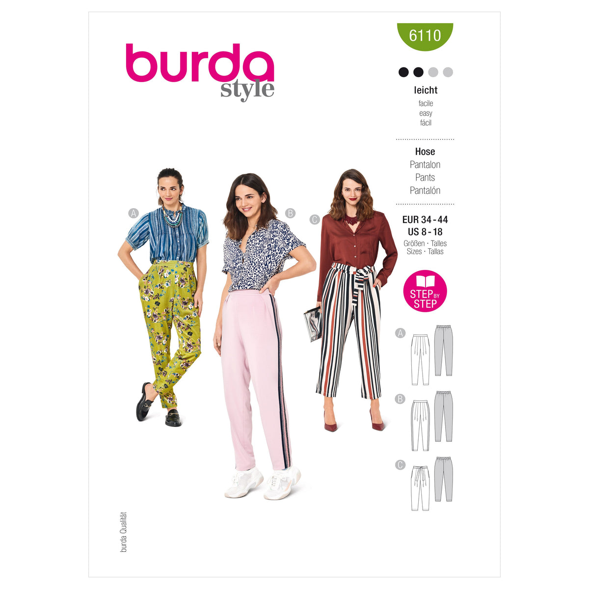Burda Style Misses' Trousers and Pants Sewing Pattern B6110