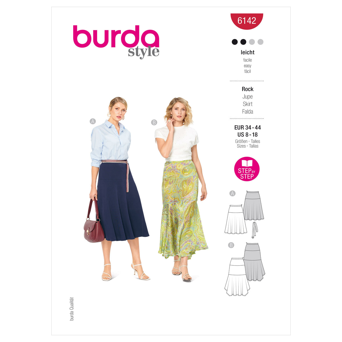 Burda Style Misses' Skirt Sewing Pattern for Fashionistas B6142