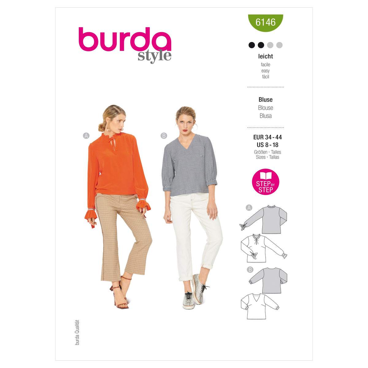 Burda Style Misses' Blouse Sewing Pattern for Fashionistas B6146
