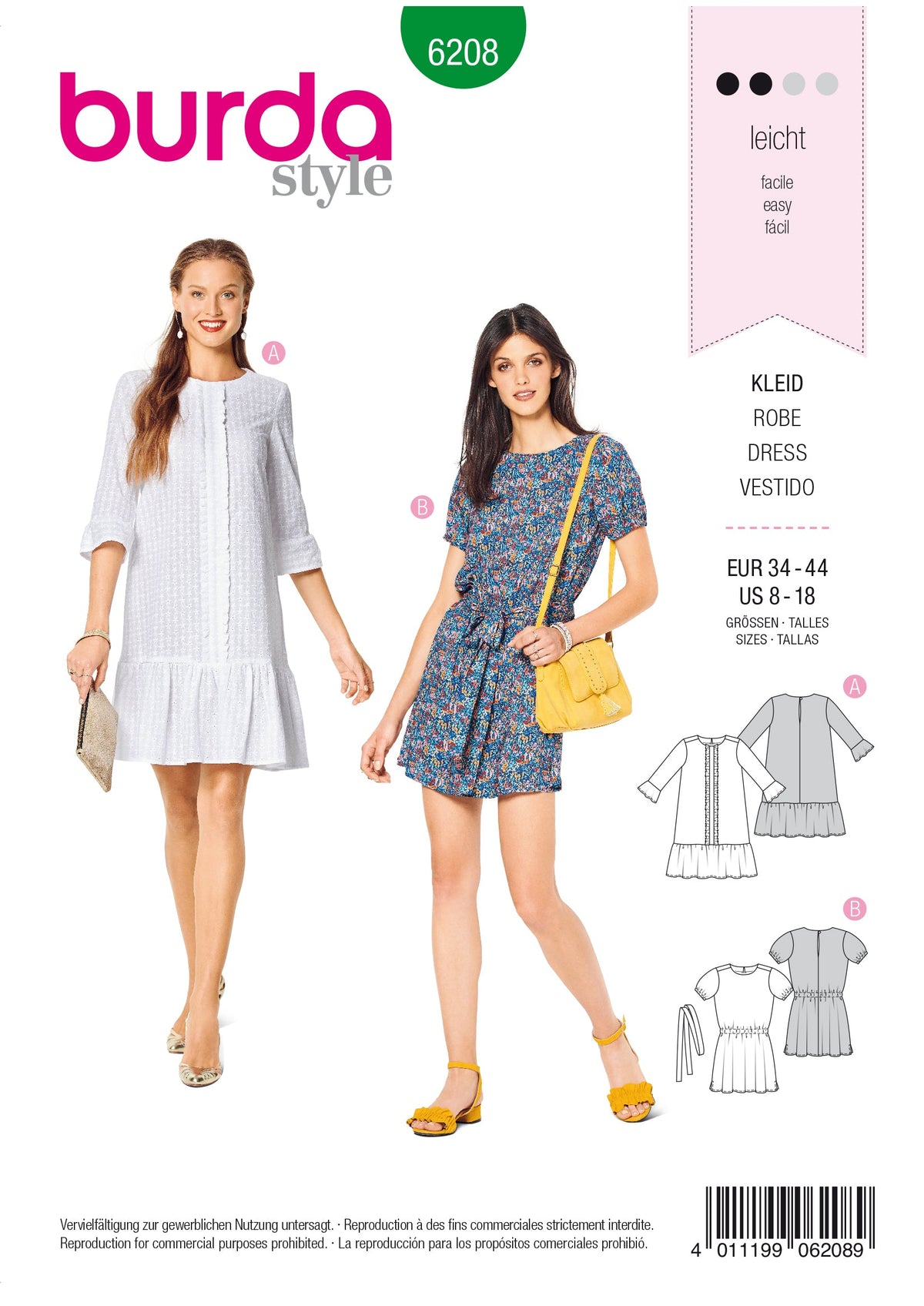 Burda Style Misses Dress Sewing Pattern for Stylish Creations B6208