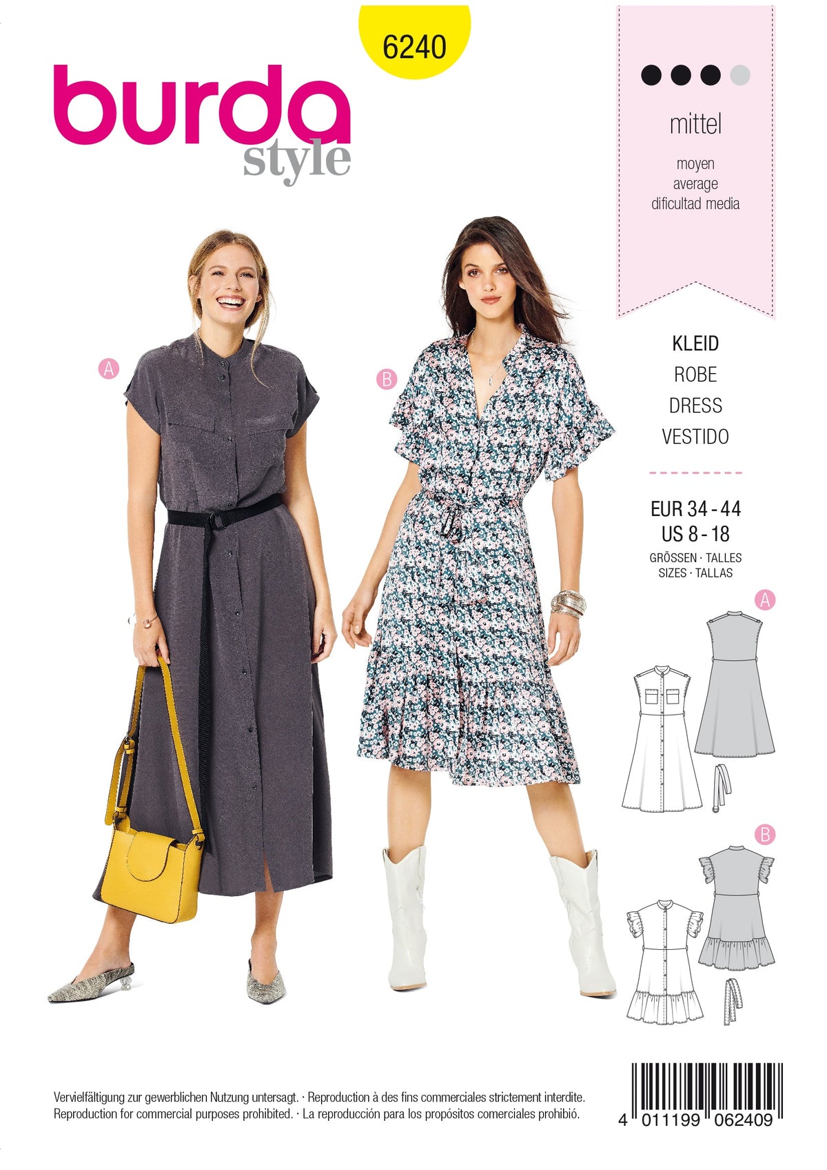 Burda Style Misses Dress Sewing Pattern for Stylish Creations B6240