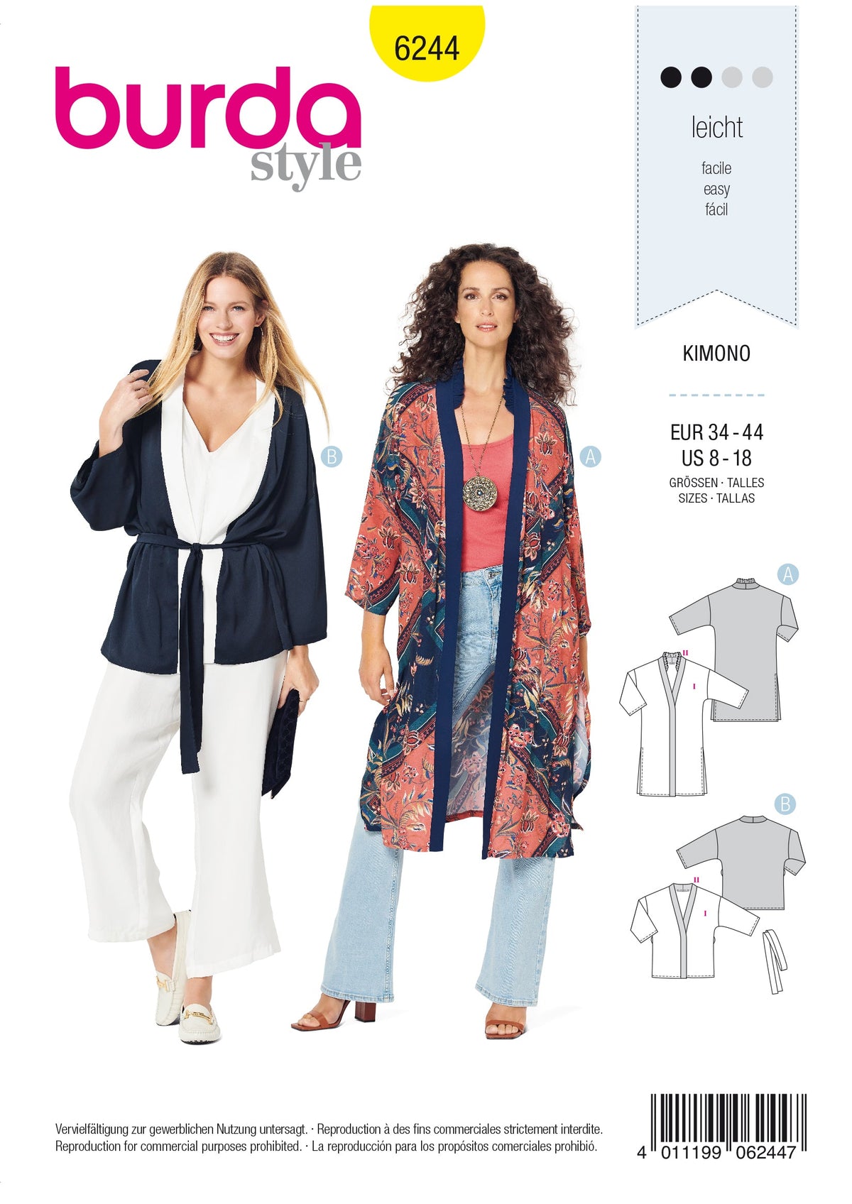 Burda Style Misses Jacket Sewing Pattern for Stylish Creations B6244