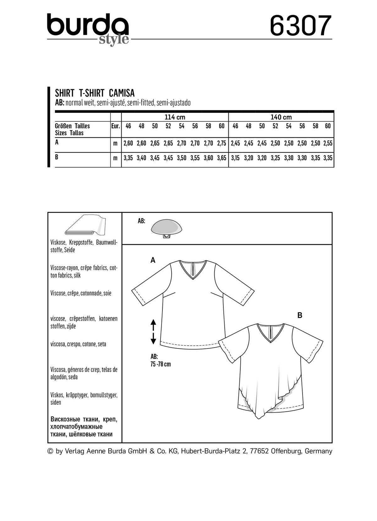 Burda Style Plus Size Top/Vest Sewing Pattern for Stylish Creations B6307