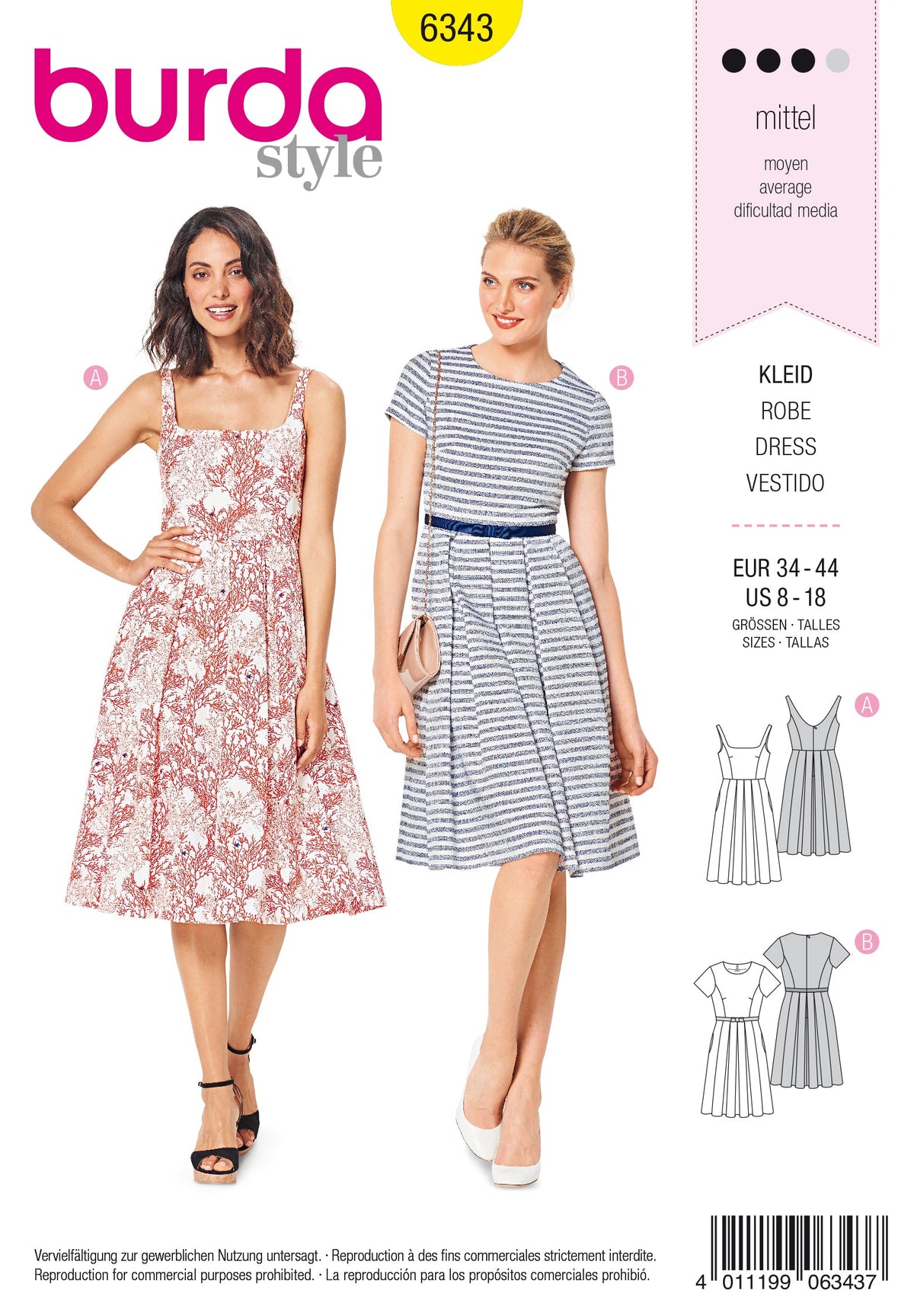 Burda Style Misses Dress Sewing Pattern for Stylish Creations B6343